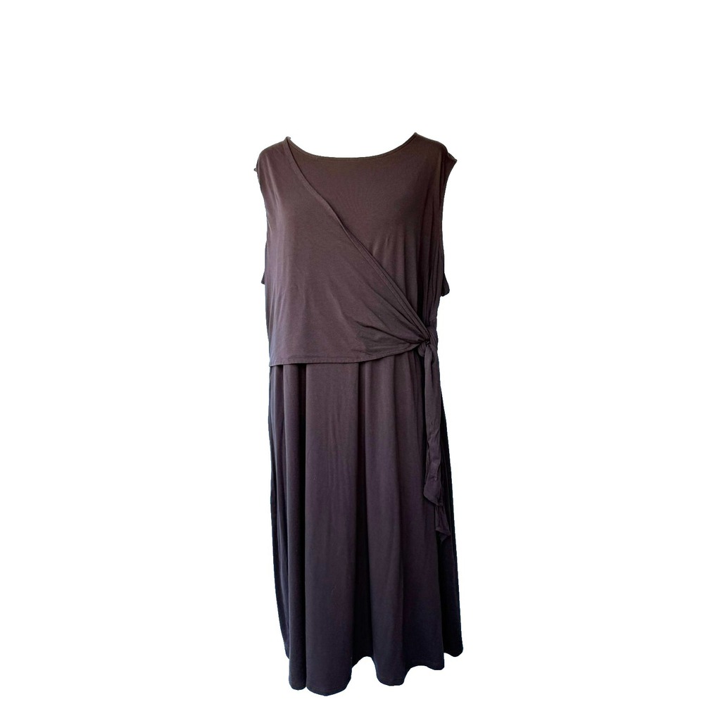 J Jill Wearever Collection Wrap Tie Midi Dress Womens Sz XL Brown Stretch Casual